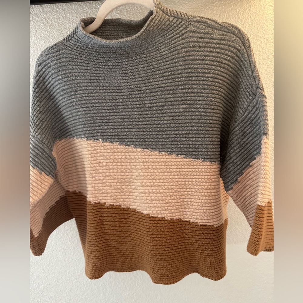 Rain And Rose Diagonal Striped Women's Cowl Neck Sweater SZ L